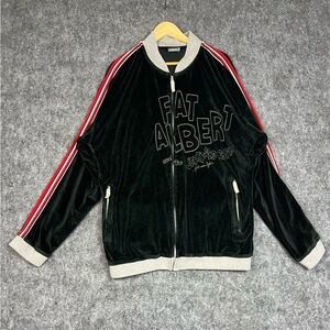Vintage FUBU Fat Albert Velvet Track Jacket - Black with Red Stripe 2XL